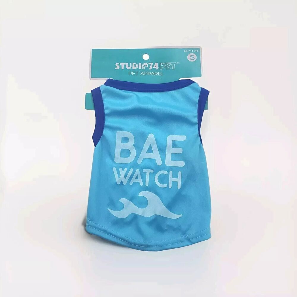 Studio 74 Pet Apparel Small Light Blue Bae Watch Graphic Print New With Tags